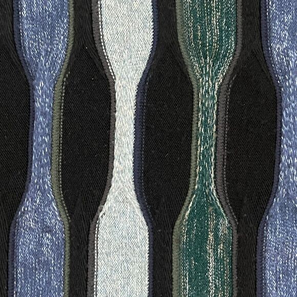 Vintage 90s Protege Coogi-Style Black Blue Green 3D Sweater Made in USA Large - Picture 2 of 5